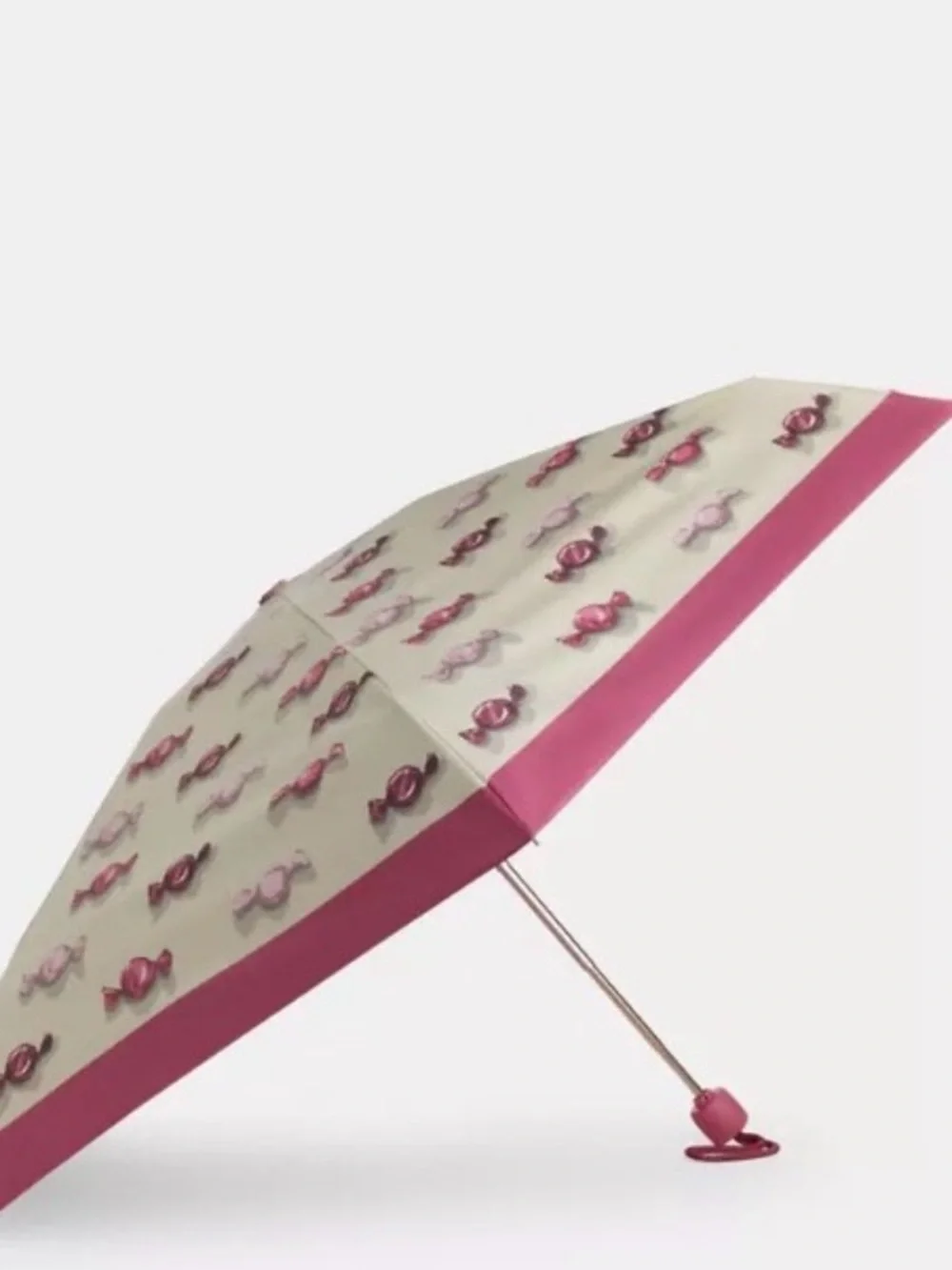 Coach Compact Pink Candy-Print Folding Umbrella